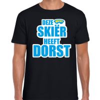 Apres ski t-shirt Deze skieer heeft dorst zwart heren - Wintersport shirt - Foute apres ski outfit - thumbnail