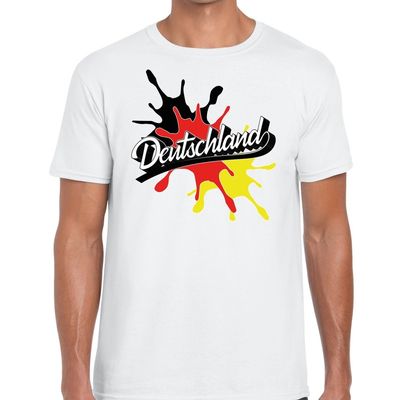 Deutschland/Duitsland t-shirt spetter wit voor heren Deutschland/Duitsland t-shirt spetter wit voor heren