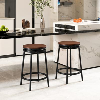 Set van 2 360° Draaibare Barkrukken in Hoogte Verstelbare Keukenkrukken 74/61 cm Hoge Krukken met Voetenbank Draaibare Barkrukken