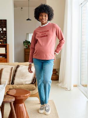 Zwangerschaps- en borstvoeding sweater oudroze