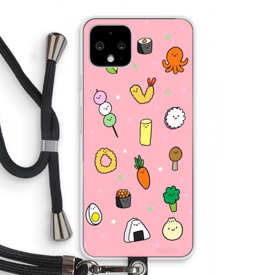Happy bento friends: Pixel 4 Transparant Hoesje met koord