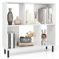 90 x 30 x 90 cm 4-Cube Boekenkast 2-Niveau Plank met Metalen Poten Opslag Plank Moderne Display Plank Opslag Organisator Kantoor/Thuis