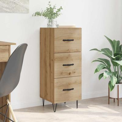 Dressoir artisanaal eikenkleurig 34 x 34.5 x 90 cm Bewerkt hout