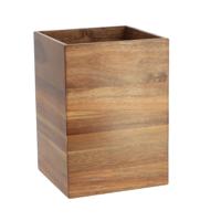 Badkamer prullenbak - 7.5L - donker bruin - acacia hout - 26 cm