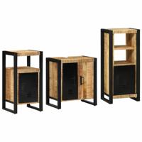 Badkamermeubelset met plank 3 pcs Bruin Massief Mango Hout