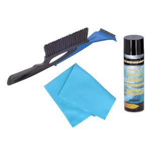 Autoramen 2-in-1 IJskrabber/raamtrekker/borstel 40 cm met anti-condens doek en ruitenontdooier spray