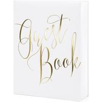 Gastenboek - wit/goud - 20 x 25 cm - 22 blz - bruiloft - jumileum - receptieboek