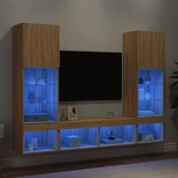 5-delige Tv-wandmeubelset met LED bewerkt hout sonoma eiken