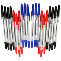 DID Balpennen - 20x stuks - blauw/rood/zwart - met dop - kantoor/school