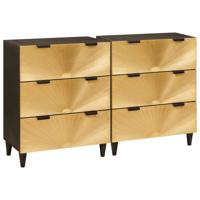 Dressoir 2 pcs Zwart en Goud 60 x 33 x 75 cm massief mangohout