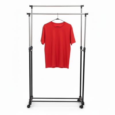 Kledingrek - op wieltjes - dubbele stang - verstelbaar - 160 cm - metaal