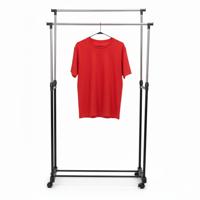 Kledingrek - op wieltjes - dubbele stang - verstelbaar - 160 cm - metaal