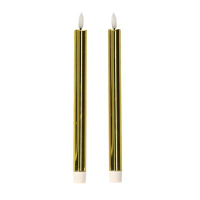 Anna's Collection LED dinerkaarsen - 2x st - goud glimmend - 25 cm - met timer - 3D vlam