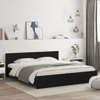 Bedframe met hoofdeinde en LED zwart 180x200 cm
