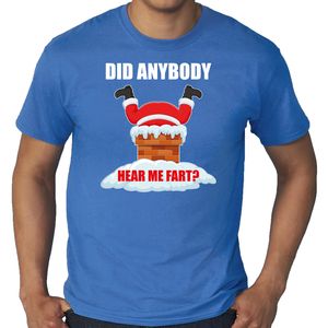 Grote maten fun Kerstshirt / outfit Did anybody hear my fart blauw voor heren