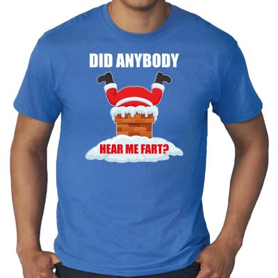 Grote maten fun Kerstshirt / outfit Did anybody hear my fart blauw voor heren Grote maten fun Kerstshirt / outfit Did anybody hear my fart blauw voor heren