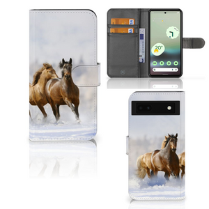 Google Pixel 6A Telefoonhoesje met Pasjes Paarden