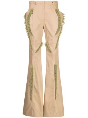Kiko Kostadinov pantalon fuselé à volants - Marron