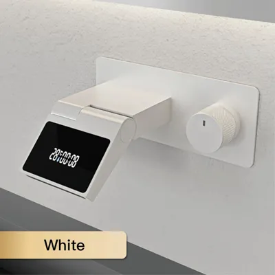 Wastafelkraan met LED Licht - Wandmontage | 2 Gaten | Warm & Koud Water | Messing