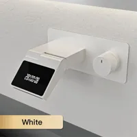 Wastafelkraan met LED Licht - Wandmontage | 2 Gaten | Warm & Koud Water | Messing