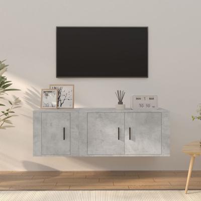 2-delige Tv-meubelset bewerkt hout betongrijs