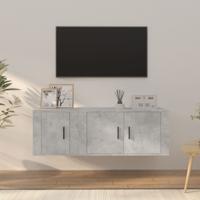 2-delige Tv-meubelset bewerkt hout betongrijs