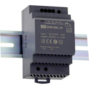 Mean Well DDR-60L-12 DIN-rail DC/DC-converter 12 V/DC 5 A 60 W Aantal uitgangen: 1 x Inhoud: 1 stuk(s)