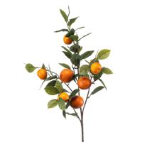 Emerald Kunstbloem citrusfruit tak mandarijn/clementine - 95 cm - oranje - kunst zijdebloemen - Kunstbloemen