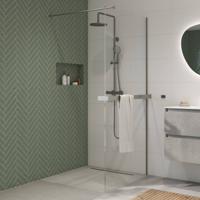 Saqu Modulo inloopdouche incl. antikalk 120x210cm met handdoekhouder gunmetal