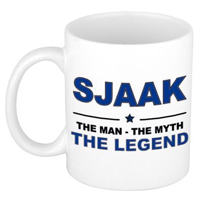 Sjaak cadeau mok - man myth legend - naam koffiemok / beker - wit en blauw - 300 ml