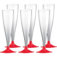 Champagneglazen - 50x - plastic - 140 ml - rood - herbruikbaar - thumbnail