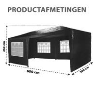 MaxxGarden Partytent - Paviljoen - 3x6m - Incl. Zijwanden - Waterdicht - Zwart