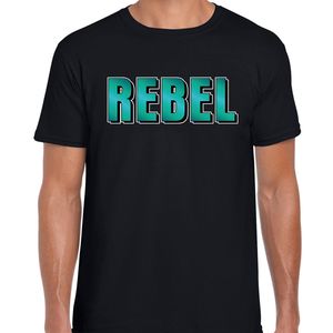 Rebel fun tekst t-shirt zwart heren