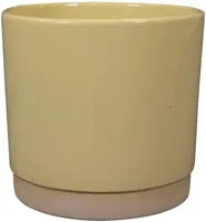 TS Collection bloempot saske keramiek 18x17cm pastelgeel