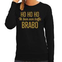 Foute kersttrui/sweater voor dames - Hohoho toffe Brabo - zwart - glitter goud