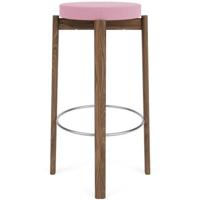 Audo Copenhagen Passage barkruk H76 walnoot Vidar Pink 0526|staal