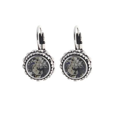Biba Hang Oorbellen met Klaphaak en Swarovski Steentje Bl. Diamond