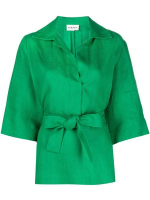 P.A.R.O.S.H. Linnen blouse met gespreide kraag - Groen