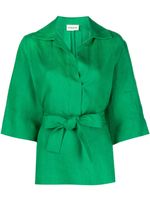 P.A.R.O.S.H. Linnen blouse met gespreide kraag - Groen - thumbnail