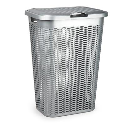 Wasmand Ventilation - met deksel - zilver - kunststof - 51 liter - 43 x 35 x 61 cm