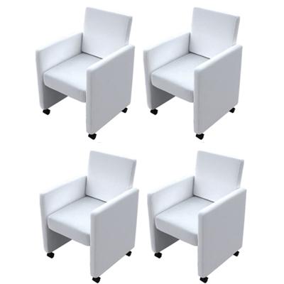 Eetkamerstoelen 4 st kunstleer wit