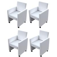 Eetkamerstoelen 4 st kunstleer wit