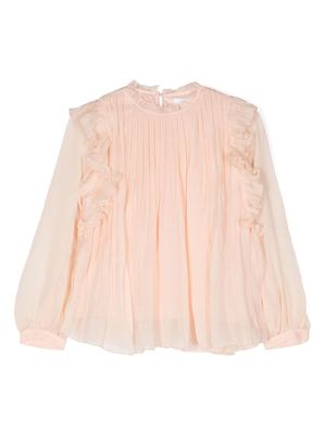 Chloé Kids blouse en soie à détails de volants - Tons neutres