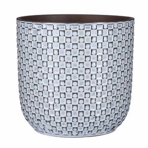 Mica Decorations Plantenpot - keramiek - blauw - 21 x 20 cm - Plantenpotten