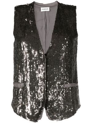 P.A.R.O.S.H. débardeur orné de sequins à col v - Gris
