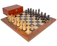 Supreme Ebbenhouten Schaakset met Wurzelhout Koffer