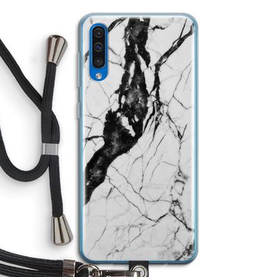 Witte marmer 2: Samsung Galaxy A50 Transparant Hoesje met koord