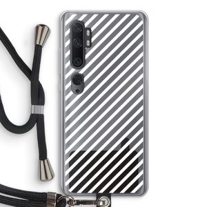 Strepen zwart-wit: Xiaomi Mi Note 10 Pro Transparant Hoesje met koord