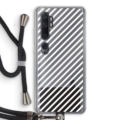 Strepen zwart-wit: Xiaomi Mi Note 10 Pro Transparant Hoesje met koord