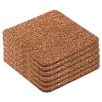 12x stuks vierkante glazen onderzetters van kurk 9.5 x 9.x5 cm